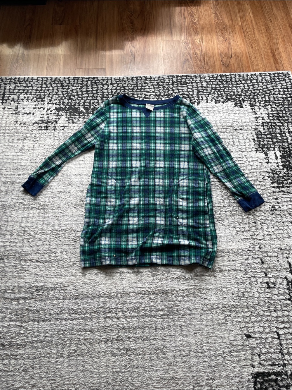 Plaid Long-Sleeve Sleep Tunic - Green/Navy